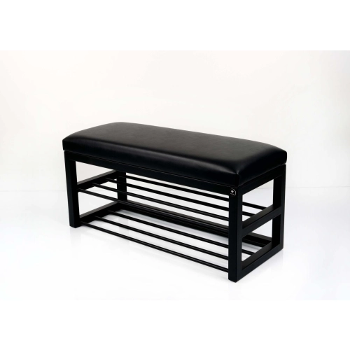 Ławka Pufa Tapicerowana Siedzisko Gładkie Czarny Ekoskóra LGM-5 Rozmiary od 50 cm do 200 cm