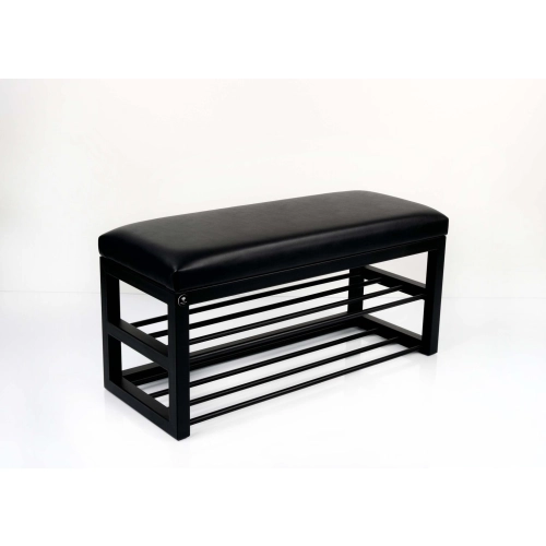 Ławka Pufa Tapicerowana Siedzisko Gładkie Czarny Ekoskóra LGM-5 Rozmiary od 50 cm do 200 cm