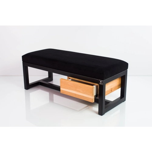 Ławka Pufa LoftTapicerowana Siedzisko Gładkie Czarny Stal LGMS-1 Rozmiary od 50 cm do 200 cm