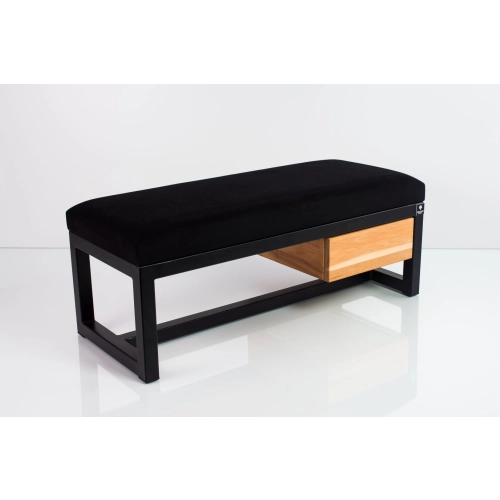 Ławka Pufa LoftTapicerowana Siedzisko Gładkie Czarny Stal LGMS-1 Rozmiary od 50 cm do 200 cm