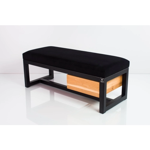 Ławka Pufa LoftTapicerowana Siedzisko Gładkie Czarny Stal LGMS-1 Rozmiary od 50 cm do 200 cm