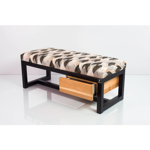 Ławka Pufa Tapicerowana Siedzisko Gładkie Ażurowe Liście Stal LGMS-1 Rozmiary od 50 cm do 200 cm