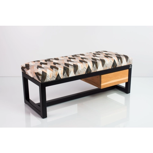 Ławka Pufa Tapicerowana Siedzisko Gładkie Ażurowe Liście Stal LGMS-1 Rozmiary od 50 cm do 200 cm