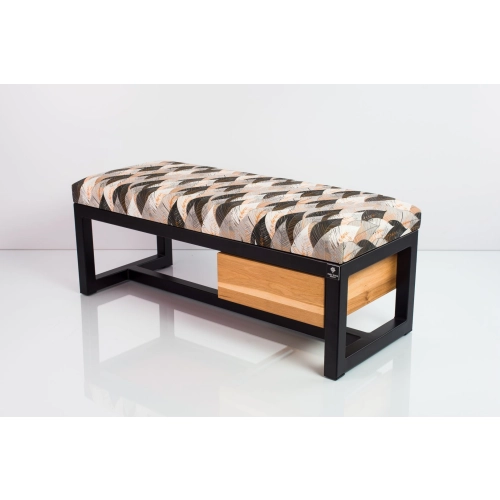 Ławka Pufa Tapicerowana Siedzisko Gładkie Ażurowe Liście Stal LGMS-1 Rozmiary od 50 cm do 200 cm