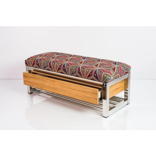 Ławka Pufa Tapicerowana Siedzisko Gładkie Malawi Stal Nierdzewna Szczotkowana / Polerowana LGMS-10 Rozmiary od 50 cm do 200 cm