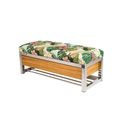 Ławka Pufa Tapicerowana Siedzisko Gładkie Tropic 01 Stal Nierdzewna Szczotkowana / Polerowana LGMS-10 Rozmiary od 50 cm do 200 cm