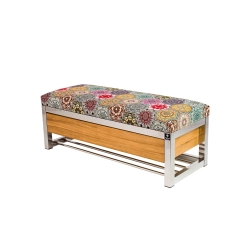 Ławka Pufa Tapicerowana Siedzisko Gładkie Hexagony Mandala Stal Nierdzewna Szczotkowana / Polerowana LGMS-10 Rozmiary od 50 cm do 200 cm