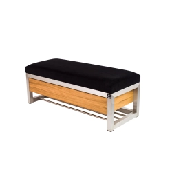 Ławka Pufa Tapicerowana Siedzisko Gładkie Czarny Stal Nierdzewna Szczotkowana / Polerowana LGMS-11 Rozmiary od 50 cm do 200 cm