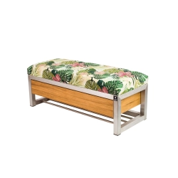 Ławka Pufa Tapicerowana Siedzisko Gładkie Tropic 01 Stal Nierdzewna Szczotkowana / Polerowana LGMS-11 Rozmiary od 50 cm do 200 cm