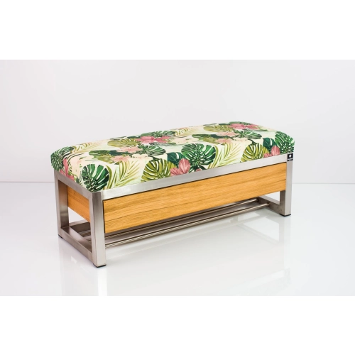 Ławka Pufa Tapicerowana Siedzisko Gładkie Tropic 01 Stal Nierdzewna Szczotkowana / Polerowana LGMS-11 Rozmiary od 50 cm do 200 cm