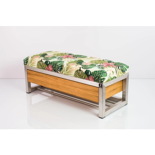 Ławka Pufa Tapicerowana Siedzisko Gładkie Tropic 01 Stal Nierdzewna Szczotkowana / Polerowana LGMS-11 Rozmiary od 50 cm do 200 cm