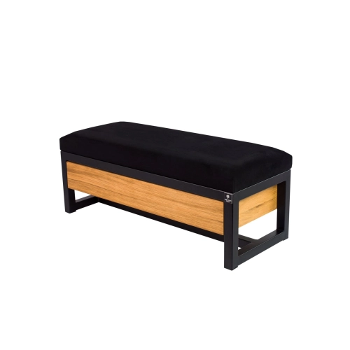 Ławka Pufa Tapicerowana Siedzisko Gładkie Czarny Stal LGMS-12 Rozmiary od 50 cm do 200 cm