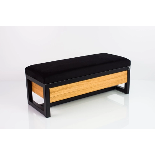 Ławka Pufa Tapicerowana Siedzisko Gładkie Czarny Stal LGMS-12 Rozmiary od 50 cm do 200 cm