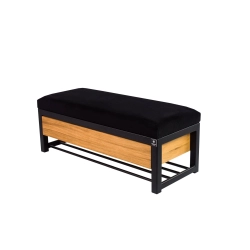 Ławka Pufa Tapicerowana Siedzisko Gładkie Czarny Stal LGMS-14 Rozmiary od 50 cm do 200 cm