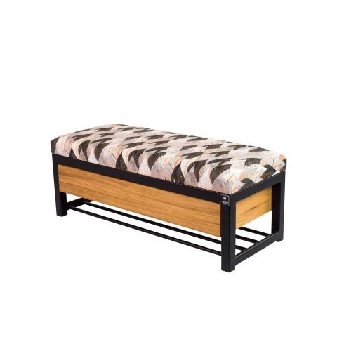 Ławka Pufa Tapicerowana Siedzisko Gładkie Ażurowe Liście Stal LGMS-14 Rozmiary od 50 cm do 200 cm