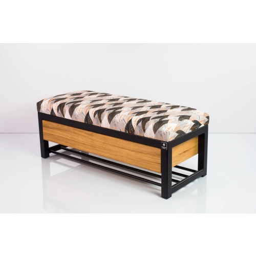 Ławka Pufa Tapicerowana Siedzisko Gładkie Ażurowe Liście Stal LGMS-14 Rozmiary od 50 cm do 200 cm