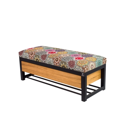 Ławka Pufa Tapicerowana Siedzisko Gładkie Hexagony Mandala Stal LGMS-14 Rozmiary od 50 cm do 200 cm