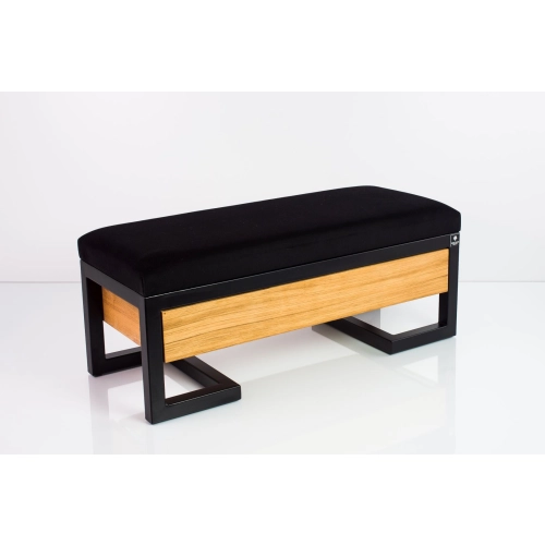 Ławka Pufa Tapicerowana Siedzisko Gładkie Czarny Stal LGMS-15 Rozmiary od 50 cm do 200 cm