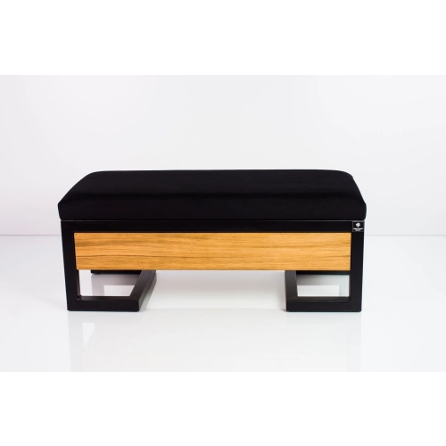 Ławka Pufa Tapicerowana Siedzisko Gładkie Czarny Stal LGMS-15 Rozmiary od 50 cm do 200 cm