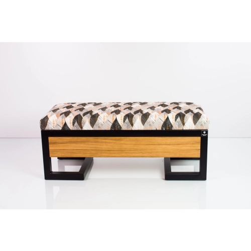 Ławka Pufa Tapicerowana Siedzisko Gładkie Ażurowe Liście Stal LGMS-15 Rozmiary od 50 cm do 200 cm