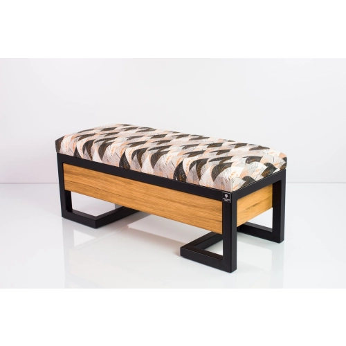 Ławka Pufa Tapicerowana Siedzisko Gładkie Ażurowe Liście Stal LGMS-15 Rozmiary od 50 cm do 200 cm