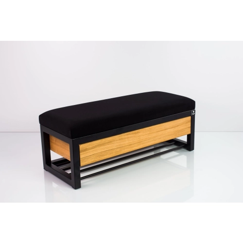 Ławka Pufa Tapicerowana Siedzisko Gładkie Czarny Stal LGMS-16 Rozmiary od 50 cm do 200 cm