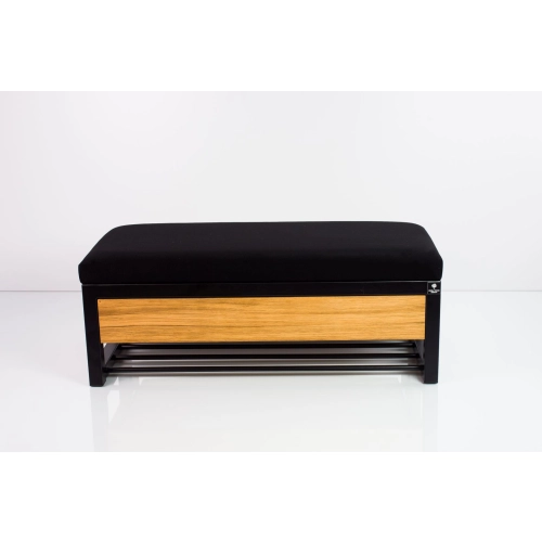 Ławka Pufa Tapicerowana Siedzisko Gładkie Czarny Stal LGMS-16 Rozmiary od 50 cm do 200 cm