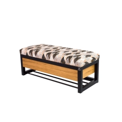 Ławka Pufa Tapicerowana Siedzisko Gładkie Ażurowe Liście Stal LGMS-16 Rozmiary od 50 cm do 200 cm