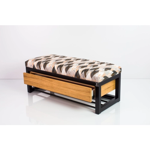 Ławka Pufa Tapicerowana Siedzisko Gładkie Ażurowe Liście Stal LGMS-16 Rozmiary od 50 cm do 200 cm