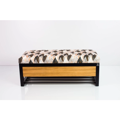 Ławka Pufa Tapicerowana Siedzisko Gładkie Ażurowe Liście Stal LGMS-16 Rozmiary od 50 cm do 200 cm