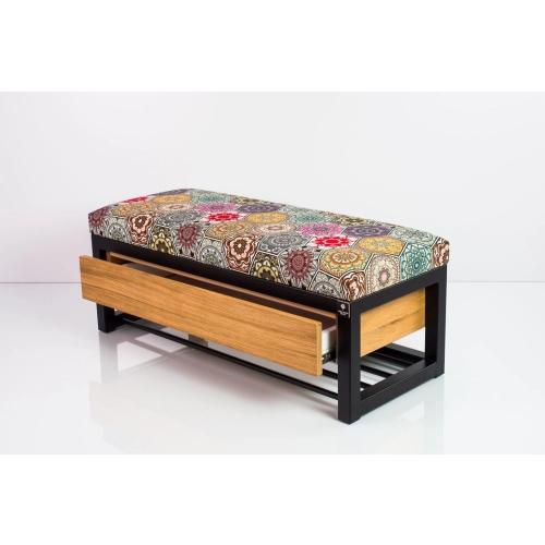 Ławka Pufa Tapicerowana Siedzisko Gładkie Hexagony Mandala Stal LGMS-16 Rozmiary od 50 cm do 200 cm