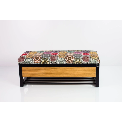 Ławka Pufa Tapicerowana Siedzisko Gładkie Hexagony Mandala Stal LGMS-16 Rozmiary od 50 cm do 200 cm