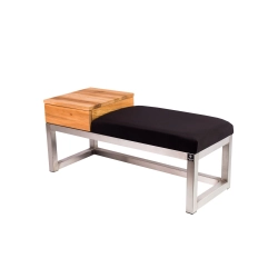 Ławka Pufa Tapicerowana Siedzisko Gładkie Czarny Nierdzewna Szczotkowana / Polerowana Siedzisko LGMS-18 Rozmiary od 50 cm do 200 cm