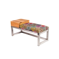 Ławka Pufa Tapicerowana Siedzisko Gładkie Hexagony Mandala Nierdzewna Szczotkowana / Polerowana Siedzisko LGMS-18 Rozmiary od 50 cm do 200 cm