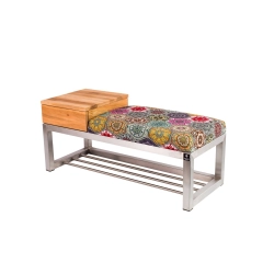 Ławka Pufa Tapicerowana Siedzisko Gładkie Hexagony Mandala Nierdzewna Szczotkowana / Polerowana Siedzisko LGMS-19 Rozmiary od 50 cm do 200 cm