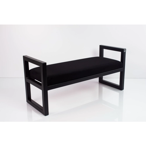Ławka Pufa Tapicerowana Siedzisko Gładkie Czarny Stal LGMS-2 Rozmiary od 50 cm do 200 cm