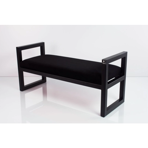 Ławka Pufa Tapicerowana Siedzisko Gładkie Czarny Stal LGMS-2 Rozmiary od 50 cm do 200 cm
