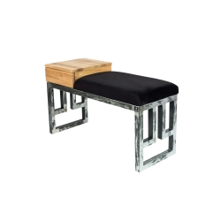 Ławka Pufa Tapicerowana Siedzisko Gładkie Czarny Stal LGMS-22 Rozmiary od 50 cm do 200 cm