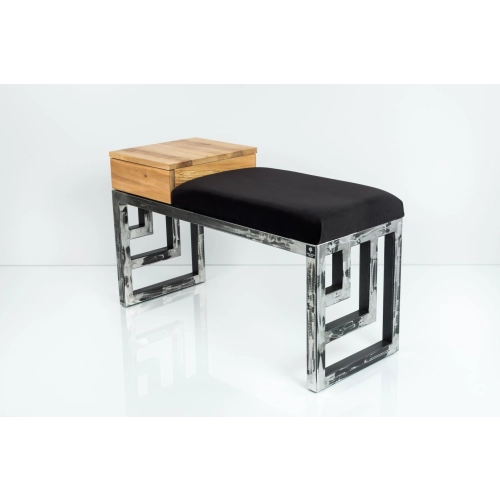 Ławka Pufa Tapicerowana Siedzisko Gładkie Czarny Stal LGMS-23 Rozmiary od 50 cm do 200 cm