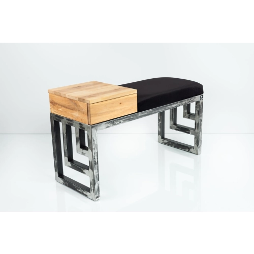 Ławka Pufa Tapicerowana Siedzisko Gładkie Czarny Stal LGMS-23 Rozmiary od 50 cm do 200 cm