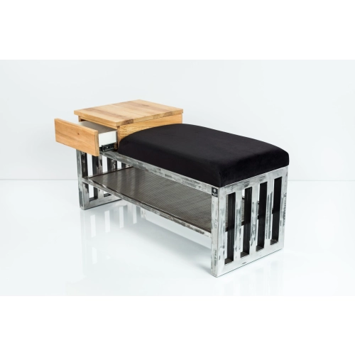 Ławka Pufa Tapicerowana Siedzisko Gładkie Czarny Stal LGMS-24 Rozmiary od 50 cm do 200 cm