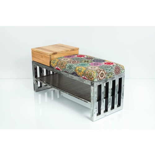 Ławka Pufa Tapicerowana Siedzisko Gładkie Hexagony Mandala Stal LGMS-24 Rozmiary od 50 cm do 200 cm