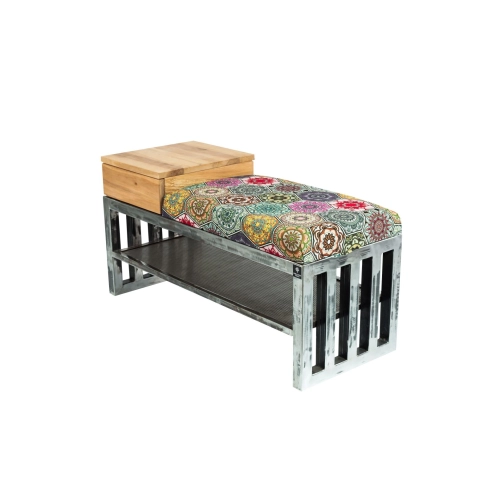 Ławka Pufa Tapicerowana Siedzisko Gładkie Hexagony Mandala Stal LGMS-24 Rozmiary od 50 cm do 200 cm