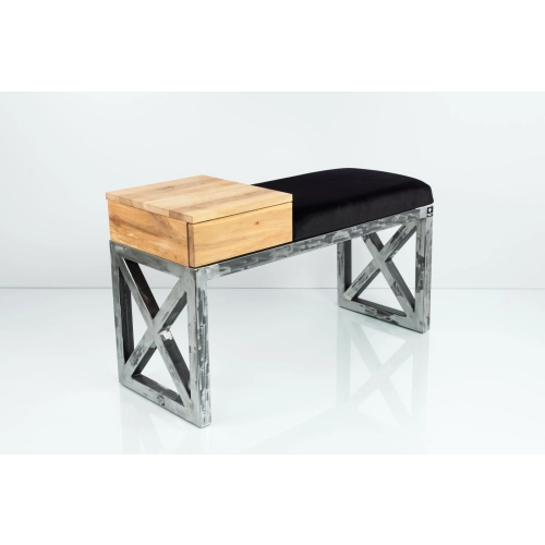 Ławka Pufa Tapicerowana Siedzisko Gładkie Czarny Stal LGMS-25 Rozmiary od 50 cm do 200 cm