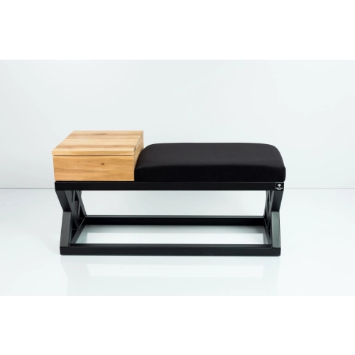 Ławka Pufa Tapicerowana Siedzisko Gładkie Czarny Stal LGMS-26 Rozmiary od 50 cm do 200 cm