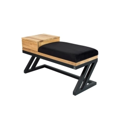 Ławka Pufa Tapicerowana Siedzisko Gładkie Czarny Stal LGMS-27 Rozmiary od 50 cm do 200 cm