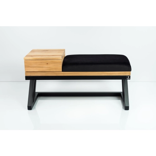 Ławka Pufa Tapicerowana Siedzisko Gładkie Czarny Stal LGMS-27 Rozmiary od 50 cm do 200 cm