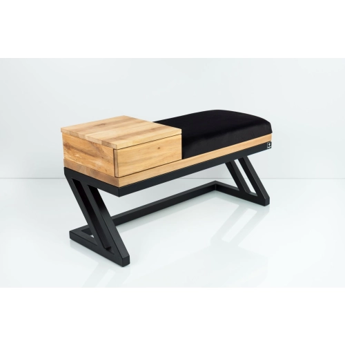 Ławka Pufa Tapicerowana Siedzisko Gładkie Czarny Stal LGMS-27 Rozmiary od 50 cm do 200 cm