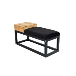 Ławka Pufa Tapicerowana Siedzisko Gładkie Czarny Stal LGMS-28 Rozmiary od 50 cm do 200 cm