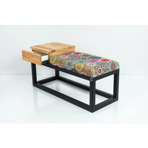 Ławka Pufa Tapicerowana Siedzisko Gładkie Hexagony Mandala Stal LGMS-28 Rozmiary od 50 cm do 200 cm